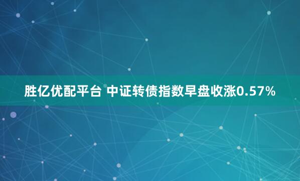 胜亿优配平台 中证转债指数早盘收涨0.57%